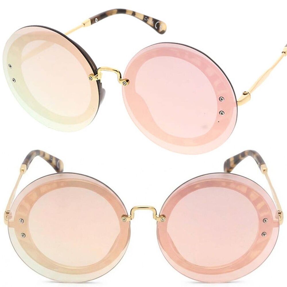 Glamour in Rounds Oversized Sunglasses for Women Pink Mirrored Lense
